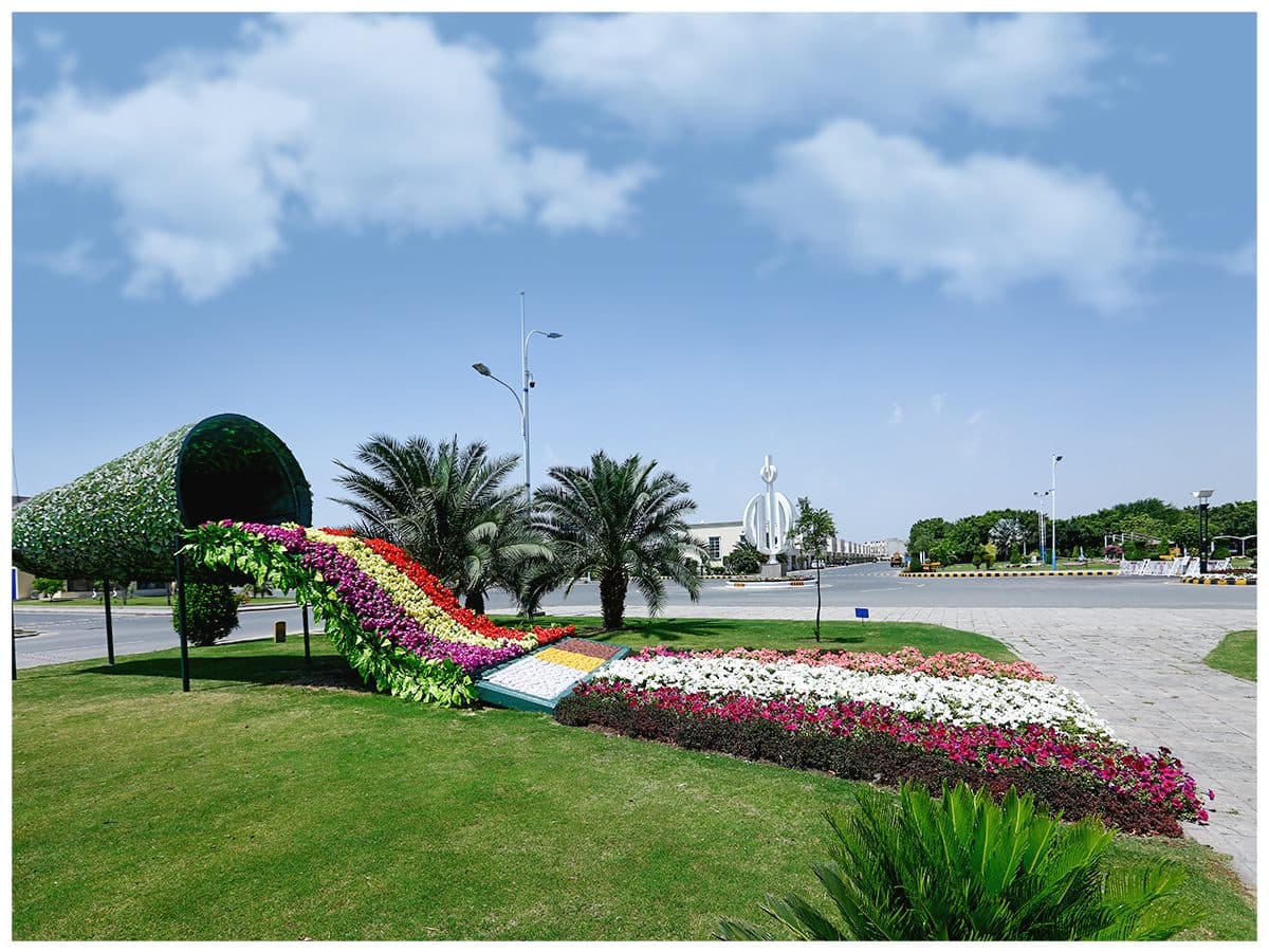 Bahria Town Lahore — landscaped boulevard at the community entrance